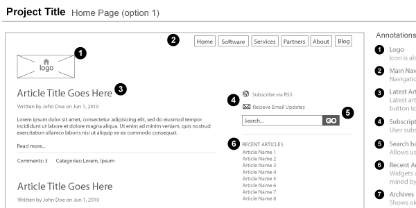 Home Wireframe